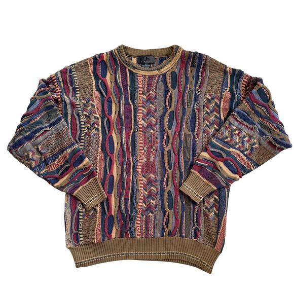 Vintage Other - Vtg 1990s J Ferrar Cable Knit Coogi Inspired Sweater Size Medium